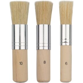 Pektiftn Wooden Stencil Brush Set of 3,Pure Natural Bristle Diy Art Crafts Paint Brush Perfect for Acrylic Paint, Wood, Oil Painting, Watercolor Painting,Stencil Project,Card Making and DIY Art Crafts in Kuwait