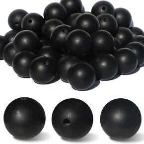 120pcs 12mm Black Silicone Beads Loose Beads for Making Jewelary Art Craft Keychain Bracelet (Black) in Saudi Arabia