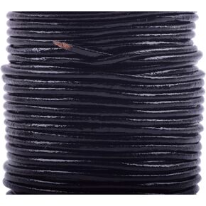 KONMAY 1 Roll 25 Yards 1.5mm Black Color Soft Round Real Jewelry Leather Cord in Saudi Arabia