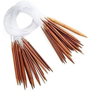 YILUXIANGYANG 18 Pcs Circular Knitting Needles Set Double Pointed Round Bamboo Needle Crochet Accessories for Sweater, Socks, Gloves, Hats and Scarfs in Kuwait