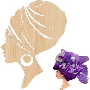 Head Silhouette Wooden Cutout Craft Template for Wreath Afro Africa Women Queen Mother Head Image Stencil DIY Crafts for Mom Women Present 13" Mother's Day