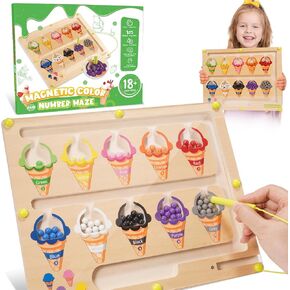 CUUGO LET'S GO! CG Magnetic Color and Number Maze, Educational Montessori Toys for 2 3 4 5 Year Old Boys Girls Baby, Educational Magnetic Color Recognition & Counting Number,Easter Basket Stuffers