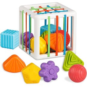 ألعاب أطفال من Tiyol Shape Sorter من 12 إلى 18 شهرًا، تعلم مونتيسوري، ألعاب تنموية، صندوق مكعبات و6 مكعبات ذات أشكال حسية، مهارات حركية دقيقة، هدايا عيد ميلاد للأطفال الصغار والبنات بعمر 1 2 3 (6 قطع) in Kuwait