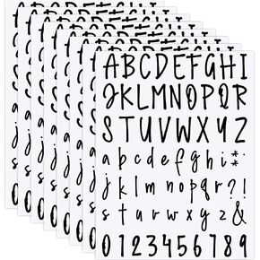 552 Pieces 8 Sheets Letter Stickers Self Adhesive Number Alphabet Vinyl Stickers Cursive Mailbox Numbers Labels Decals for Scrapbooking DIY Crafts Art Making Window Door Sign(1 Inch,White)