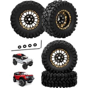RC Full Brass 1.2in Beadlock Wheel Tire Set for Trx4m Axial SCX24 FMS FCX24 1/18 1/24 RC Crawler Car,4PCS RC Truck Tires Soft Rubber Tires Set