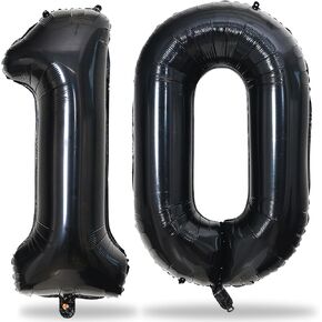 Large 10 Balloon Number Purple, 40 Inch Helium Foil Number 1 & 0 Balloons Self Inflating with Confetti Balloons for Girls Women 10th 1st Birthday Party Balloons Anniversary Decorations Supplies