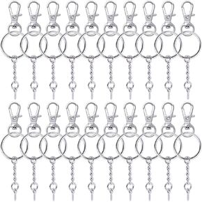 BronaGrand 50 Pieces Metal Swivel Clasps Lanyard Snap Hook Lobster Claw Clasp and Key Rings Keychain with 11mm Screw Eye Pins(Small Size)