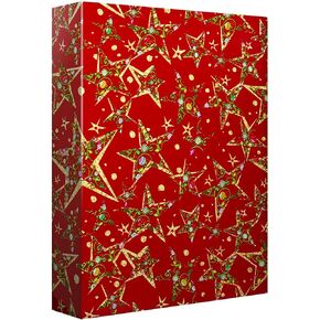 Christmas Wrapping Paper -Gift Wrapping Paper Two Continuous Rolls -Eight Feet Per Roll - Two Rolls Christmas Gift Wrap 30 Inches x 8 Feet Each - Dark Red and Gold Gift Wrap with Metallic Gold Stars in Kuwait