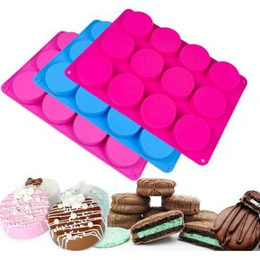 Sdmnsg-T 3 عبوات قالب سيليكون للصابون لقوالب الاستحمام الفوارة 12 تجويف قوالب السيليكون المستديرة، قوالب غطاء الشوكولاتة ذات الأسطوانة المستديرة للحلوى in Kuwait