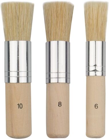 Pektiftn Wooden Stencil Brush Set of 3,Pure Natural Bristle Diy Art Crafts Paint Brush Perfect for Acrylic Paint, Wood, Oil Painting, Watercolor Painting,Stencil Project,Card Making and DIY Art Crafts in Kuwait