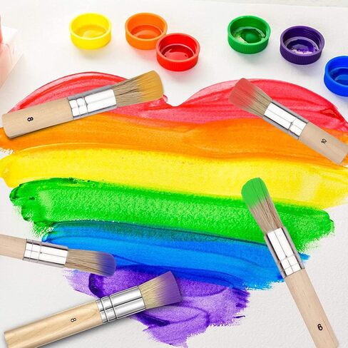 Pektiftn Wooden Stencil Brush Set of 3,Pure Natural Bristle Diy Art Crafts Paint Brush Perfect for Acrylic Paint, Wood, Oil Painting, Watercolor Painting,Stencil Project,Card Making and DIY Art Crafts in Kuwait