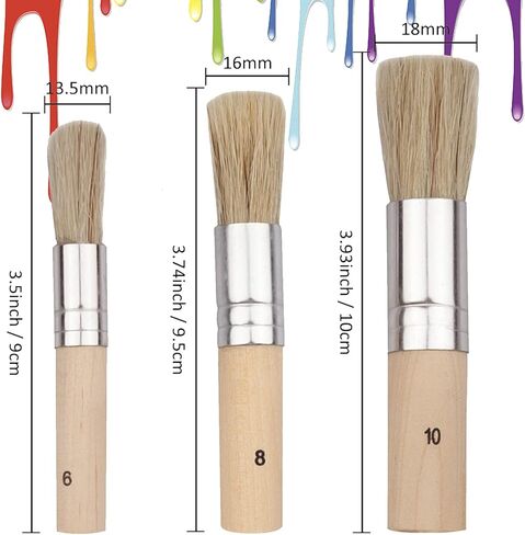 Pektiftn Wooden Stencil Brush Set of 3,Pure Natural Bristle Diy Art Crafts Paint Brush Perfect for Acrylic Paint, Wood, Oil Painting, Watercolor Painting,Stencil Project,Card Making and DIY Art Crafts in Kuwait