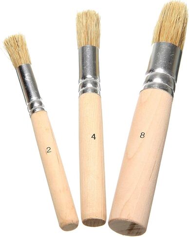 Ruwado 3 Pcs Wooden Stencil Brushes for Acrylic Paint Natural Wood Bristle Template Brush for Oil Painting Watercolor Painting Stencil Project DIY Art Craft Project Home Décor in Saudi Arabia