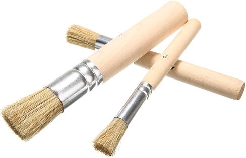 Ruwado 3 Pcs Wooden Stencil Brushes for Acrylic Paint Natural Wood Bristle Template Brush for Oil Painting Watercolor Painting Stencil Project DIY Art Craft Project Home Décor in Saudi Arabia