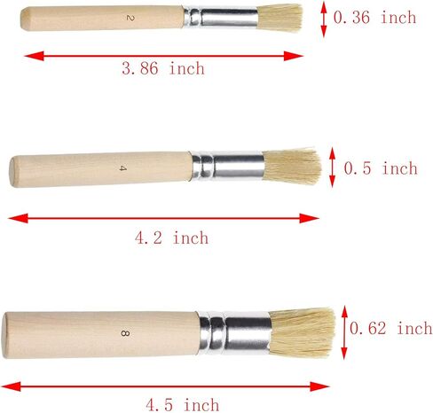 Ruwado 3 Pcs Wooden Stencil Brushes for Acrylic Paint Natural Wood Bristle Template Brush for Oil Painting Watercolor Painting Stencil Project DIY Art Craft Project Home Décor in Saudi Arabia