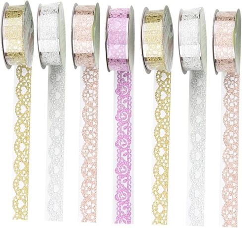 7 Rolls Lace Tape Macrame Decor Sticker Sheets for Gift Stickers Cute Washi Tape Wide Washi Tape Gift Wrapping Tape Scrapbook Decorative Lace Tape Washi Lace Tape Manual in Kuwait
