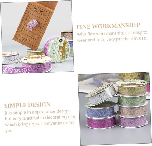 7 Rolls Lace Tape Macrame Decor Sticker Sheets for Gift Stickers Cute Washi Tape Wide Washi Tape Gift Wrapping Tape Scrapbook Decorative Lace Tape Washi Lace Tape Manual in Kuwait