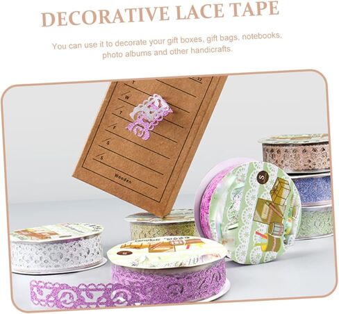 7 Rolls Lace Tape Macrame Decor Sticker Sheets for Gift Stickers Cute Washi Tape Wide Washi Tape Gift Wrapping Tape Scrapbook Decorative Lace Tape Washi Lace Tape Manual in Kuwait