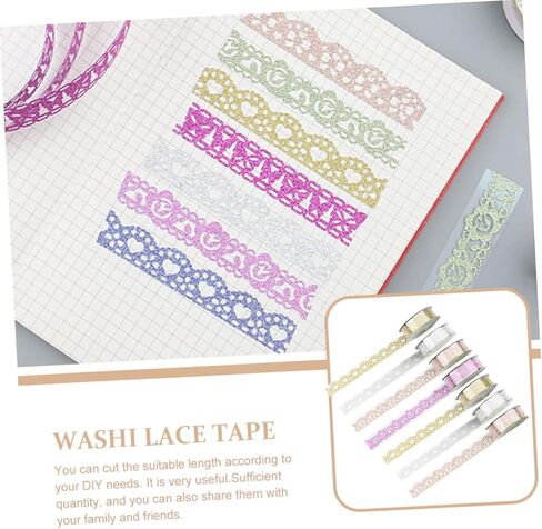 7 Rolls Lace Tape Macrame Decor Sticker Sheets for Gift Stickers Cute Washi Tape Wide Washi Tape Gift Wrapping Tape Scrapbook Decorative Lace Tape Washi Lace Tape Manual in Kuwait