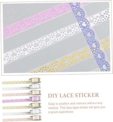 7 Rolls Lace Tape Macrame Decor Sticker Sheets for Gift Stickers Cute Washi Tape Wide Washi Tape Gift Wrapping Tape Scrapbook Decorative Lace Tape Washi Lace Tape Manual in Kuwait