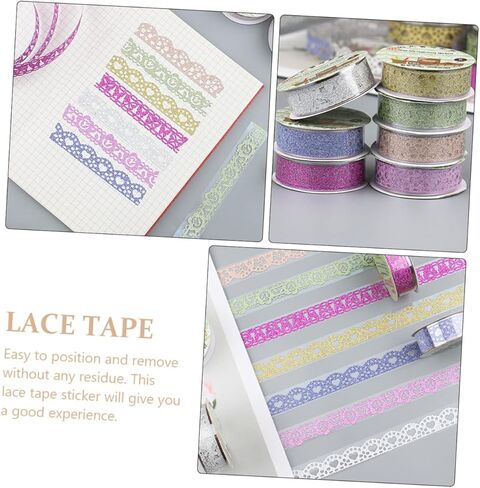 7 Rolls Lace Tape Macrame Decor Sticker Sheets for Gift Stickers Cute Washi Tape Wide Washi Tape Gift Wrapping Tape Scrapbook Decorative Lace Tape Washi Lace Tape Manual in Kuwait