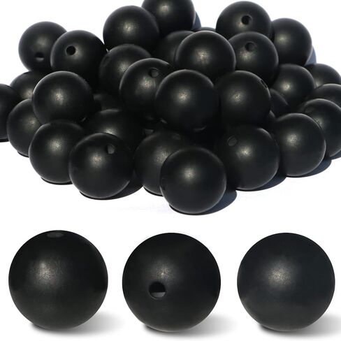 120pcs 12mm Black Silicone Beads Loose Beads for Making Jewelary Art Craft Keychain Bracelet (Black) in Saudi Arabia