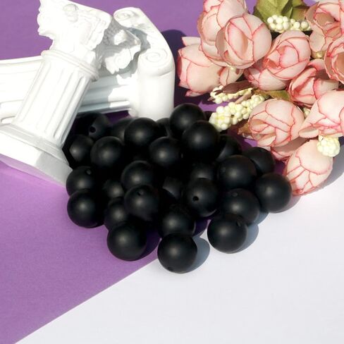 120pcs 12mm Black Silicone Beads Loose Beads for Making Jewelary Art Craft Keychain Bracelet (Black) in Saudi Arabia