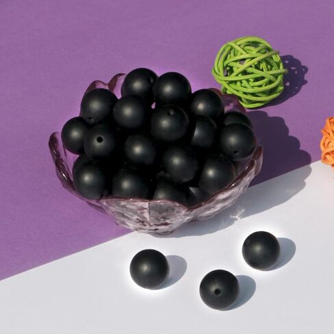 120pcs 12mm Black Silicone Beads Loose Beads for Making Jewelary Art Craft Keychain Bracelet (Black) in Saudi Arabia
