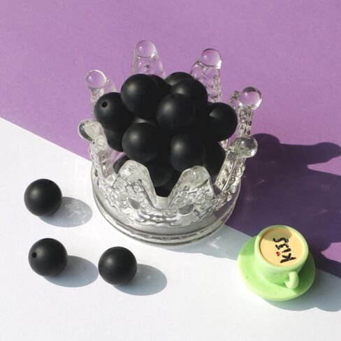 120pcs 12mm Black Silicone Beads Loose Beads for Making Jewelary Art Craft Keychain Bracelet (Black) in Saudi Arabia