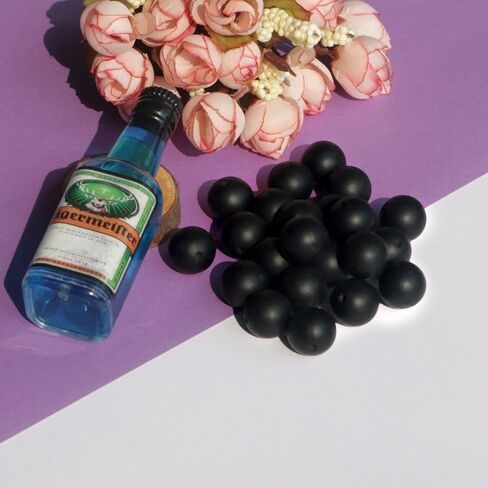 120pcs 12mm Black Silicone Beads Loose Beads for Making Jewelary Art Craft Keychain Bracelet (Black) in Saudi Arabia