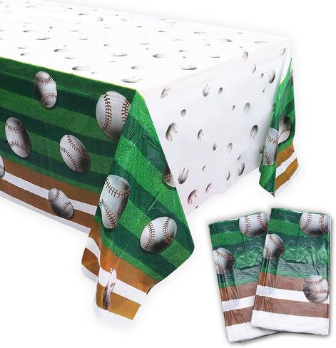 BigButer Baseball Tablecloth 2 Packs Sport Baseball Party Decorations Party Tablecloth Disposable Table Cover for Baseball Themed Party 108 X 54 Inch in Kuwait