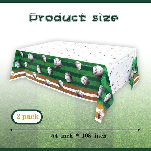 BigButer Baseball Tablecloth 2 Packs Sport Baseball Party Decorations Party Tablecloth Disposable Table Cover for Baseball Themed Party 108 X 54 Inch in Kuwait