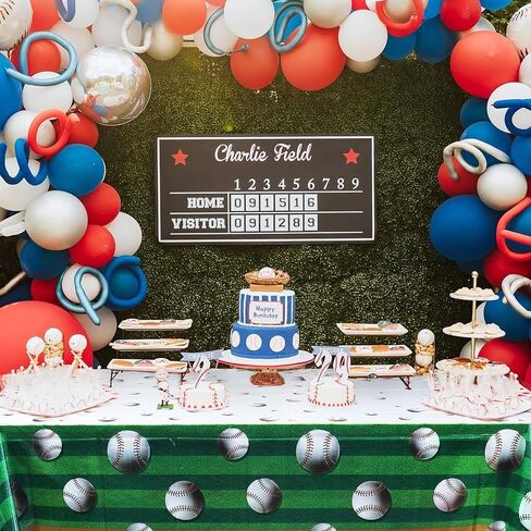 BigButer Baseball Tablecloth 2 Packs Sport Baseball Party Decorations Party Tablecloth Disposable Table Cover for Baseball Themed Party 108 X 54 Inch in Kuwait