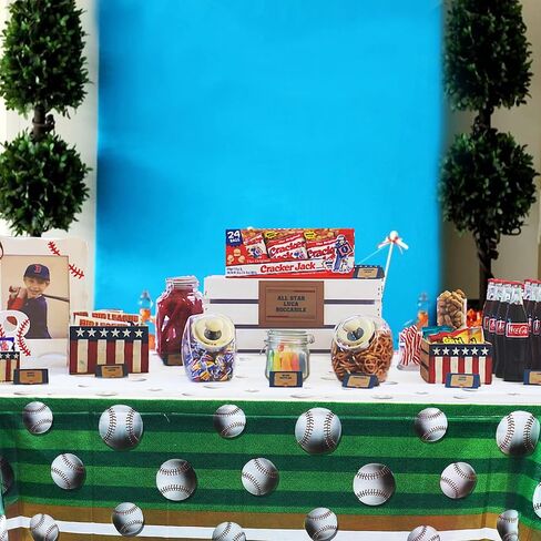 BigButer Baseball Tablecloth 2 Packs Sport Baseball Party Decorations Party Tablecloth Disposable Table Cover for Baseball Themed Party 108 X 54 Inch in Kuwait