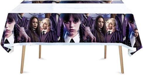 زينة حفلات اعياد الميلاد بطابع الاربعاء من باتلام - مفرش طاولة بلاستيكي للاستعمال مرة واحدة من ادامز | لوازم حفلات ادامز للاطفال (3) in Kuwait