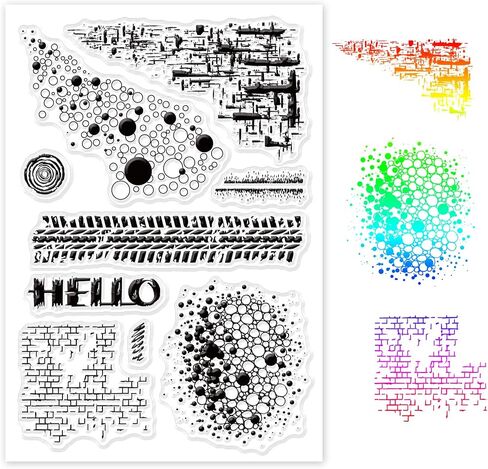 GLOBLELAND Background Wall Pattern Silicone Clear Stamps with Circle Corner Transparent Stamps for Christmas Birthday Thanksgiving Cards Making DIY Scrapbooking Photo Album Decoration Paper Craft in Saudi Arabia