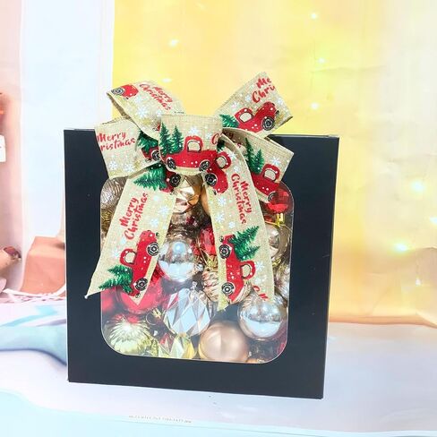 auwiyd شريط عيد الميلاد المطبوع شرائط الخيش عيد الميلاد الكلاسيكية التفاف شجرة عيد الميلاد الشريط DIY بها بنفسك عيد الميلاد هدية المنزل التفاف الزفاف الديكور 3 لفة 6.56 ياردة in Kuwait