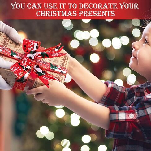 auwiyd شريط عيد الميلاد المطبوع شرائط الخيش عيد الميلاد الكلاسيكية التفاف شجرة عيد الميلاد الشريط DIY بها بنفسك عيد الميلاد هدية المنزل التفاف الزفاف الديكور 3 لفة 6.56 ياردة in Kuwait