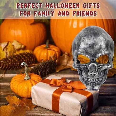 قناع G-LOVELY'S Halloween المخيف، قناع الهالوين المخيف، قناع جمجمة الرأس، قناع تزيين زي مخيف مجهول، لوازم حفلات الهالوين للرجال والنساء والأطفال والأولاد والبنات (أسود) in Kuwait
