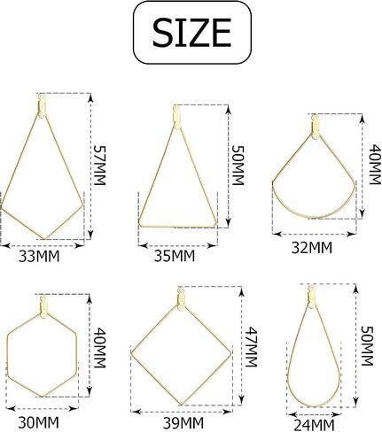 24pcs Stainless Steel Geometric Beading Hoop Earrings Open Bezel Frame Pendants Earring Findings for Earring Necklace Jewelry Making Crafting,6 styles in Saudi Arabia