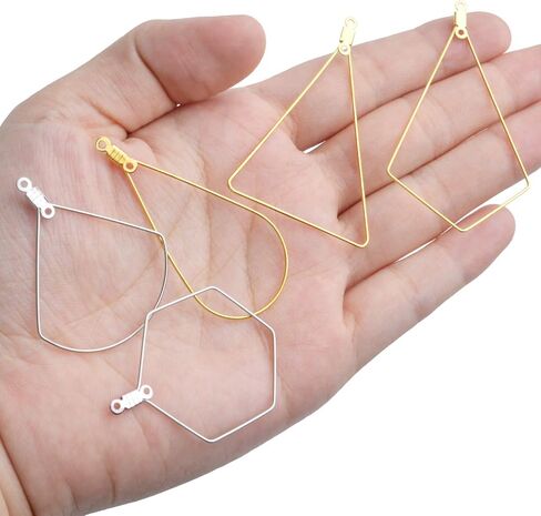 24pcs Stainless Steel Geometric Beading Hoop Earrings Open Bezel Frame Pendants Earring Findings for Earring Necklace Jewelry Making Crafting,6 styles in Saudi Arabia