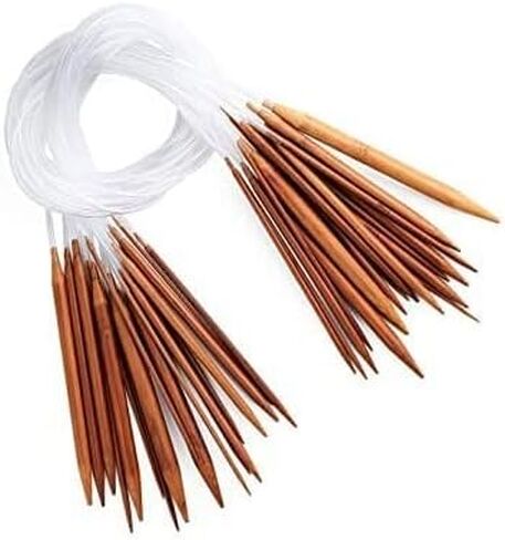 YILUXIANGYANG 18 Pcs Circular Knitting Needles Set Double Pointed Round Bamboo Needle Crochet Accessories for Sweater, Socks, Gloves, Hats and Scarfs in Kuwait