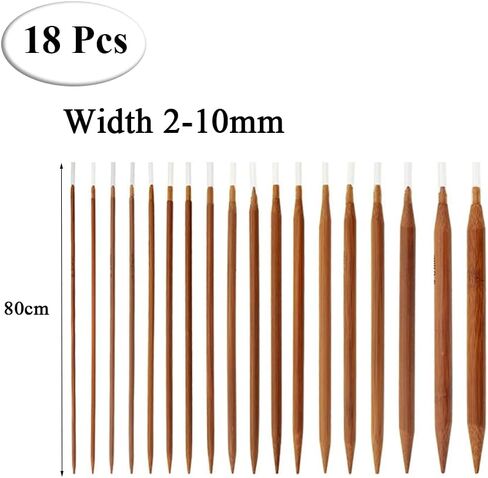 YILUXIANGYANG 18 Pcs Circular Knitting Needles Set Double Pointed Round Bamboo Needle Crochet Accessories for Sweater, Socks, Gloves, Hats and Scarfs in Kuwait