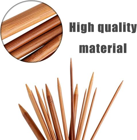 YILUXIANGYANG 18 Pcs Circular Knitting Needles Set Double Pointed Round Bamboo Needle Crochet Accessories for Sweater, Socks, Gloves, Hats and Scarfs in Kuwait