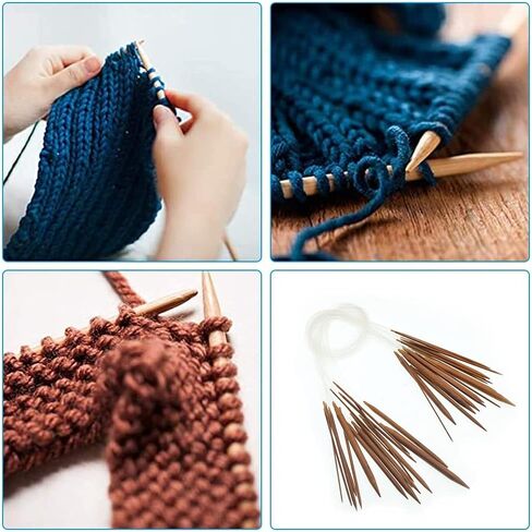 YILUXIANGYANG 18 Pcs Circular Knitting Needles Set Double Pointed Round Bamboo Needle Crochet Accessories for Sweater, Socks, Gloves, Hats and Scarfs in Kuwait