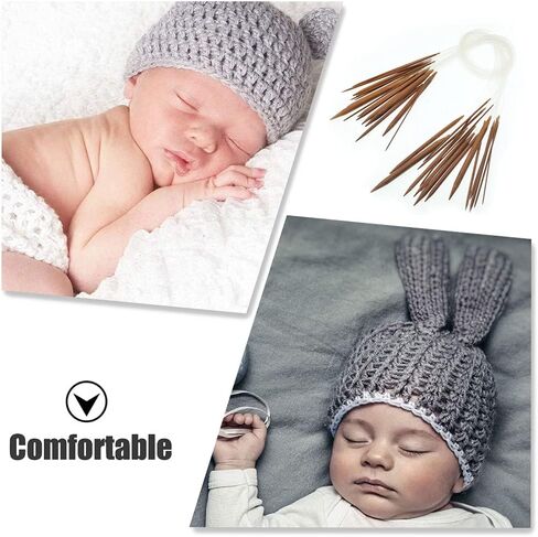 YILUXIANGYANG 18 Pcs Circular Knitting Needles Set Double Pointed Round Bamboo Needle Crochet Accessories for Sweater, Socks, Gloves, Hats and Scarfs in Kuwait