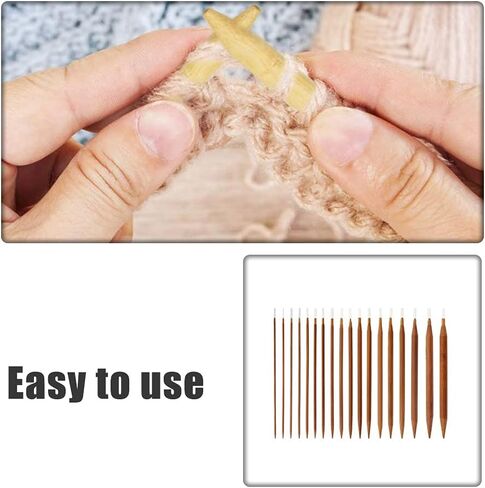 YILUXIANGYANG 18 Pcs Circular Knitting Needles Set Double Pointed Round Bamboo Needle Crochet Accessories for Sweater, Socks, Gloves, Hats and Scarfs in Kuwait