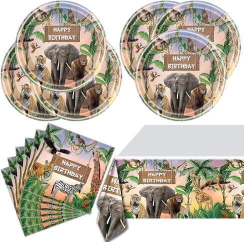 Jungle Animal Party Tableware, Wild Animal Party Decoration Supplies, Animal Theme Party Supplies in Saudi Arabia