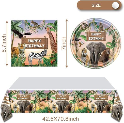 Jungle Animal Party Tableware, Wild Animal Party Decoration Supplies, Animal Theme Party Supplies in Saudi Arabia