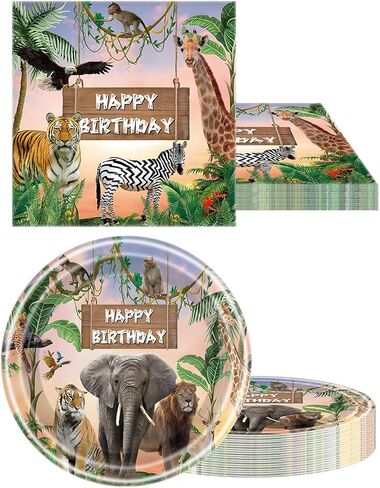 Jungle Animal Party Tableware, Wild Animal Party Decoration Supplies, Animal Theme Party Supplies in Saudi Arabia